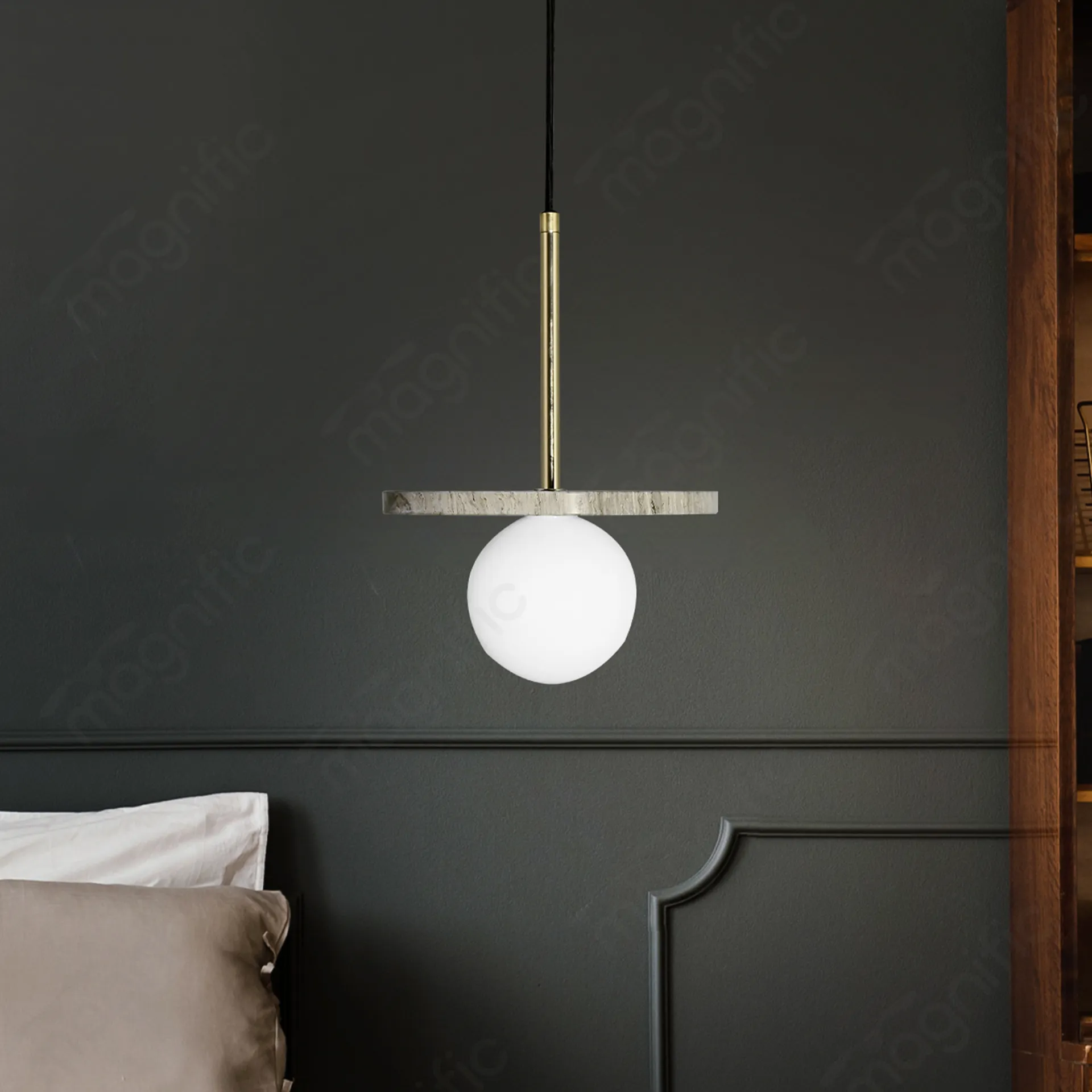 Magnific Modern Black & Marble Pendant Light