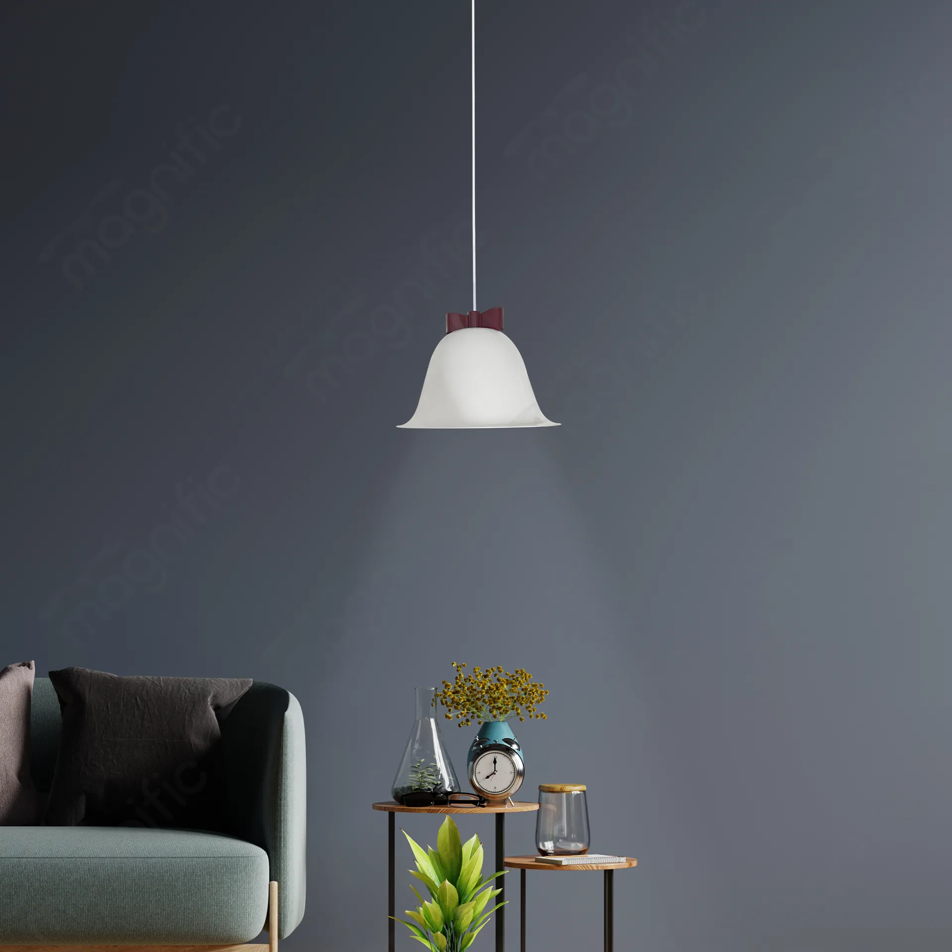 Magnific contemporary green & white pendant light