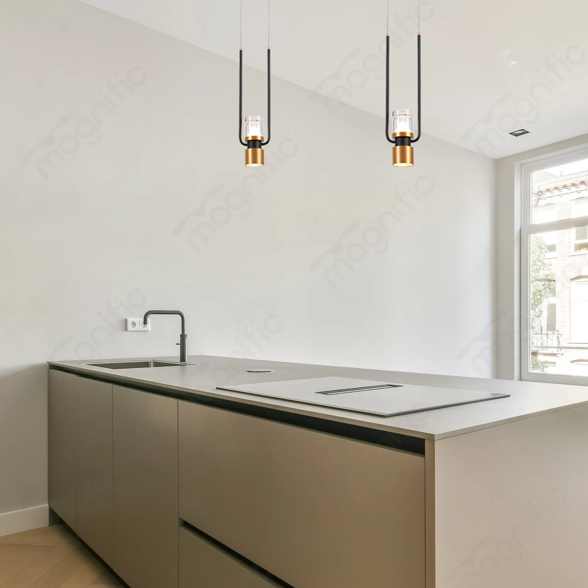 Magnific Modern Black and Gold Pendant Light