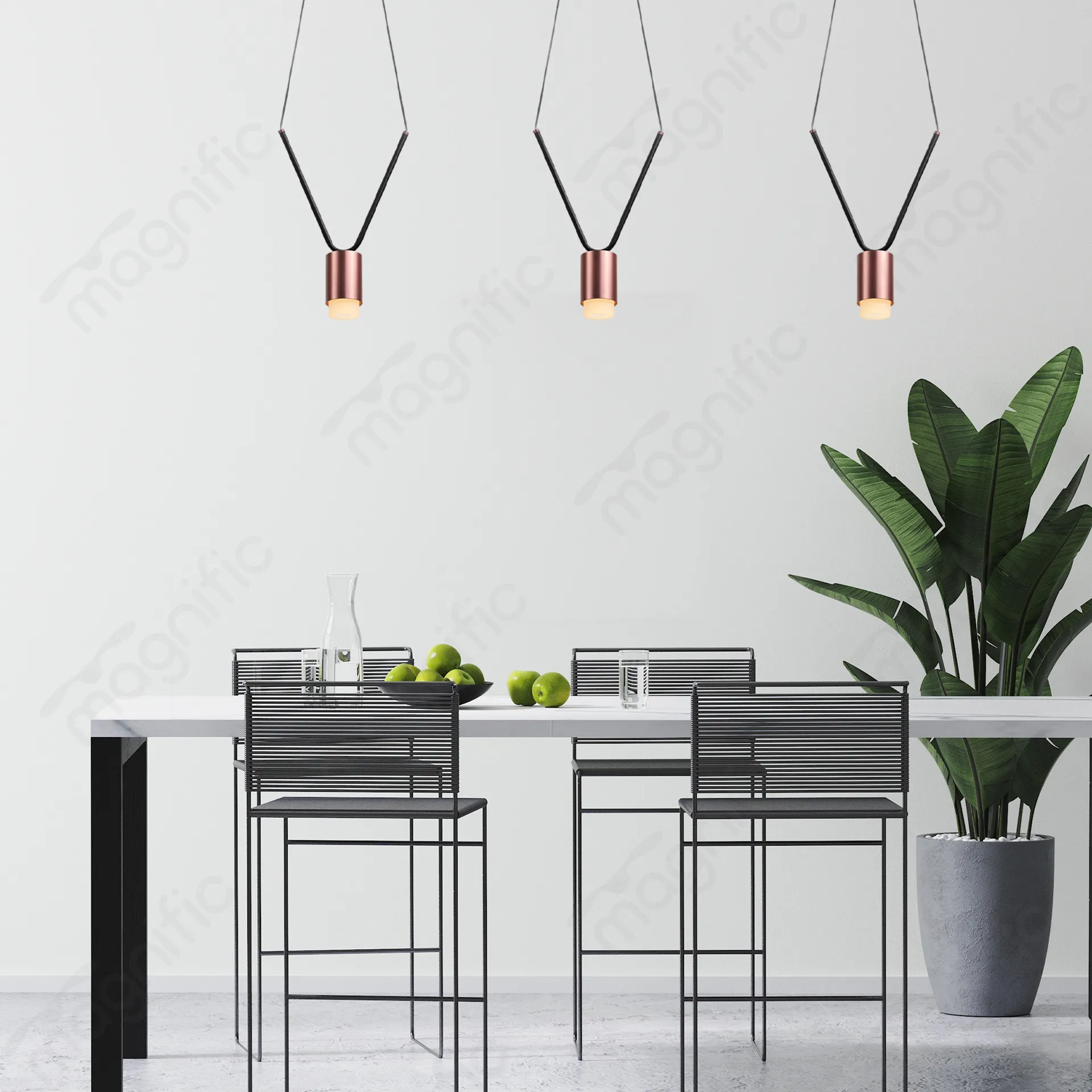 Magnific Bold Black and Rose Gold Hanging Light