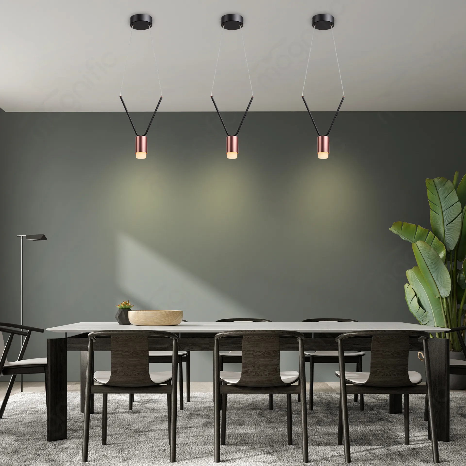 Magnific Bold Black and Rose Gold Hanging Light