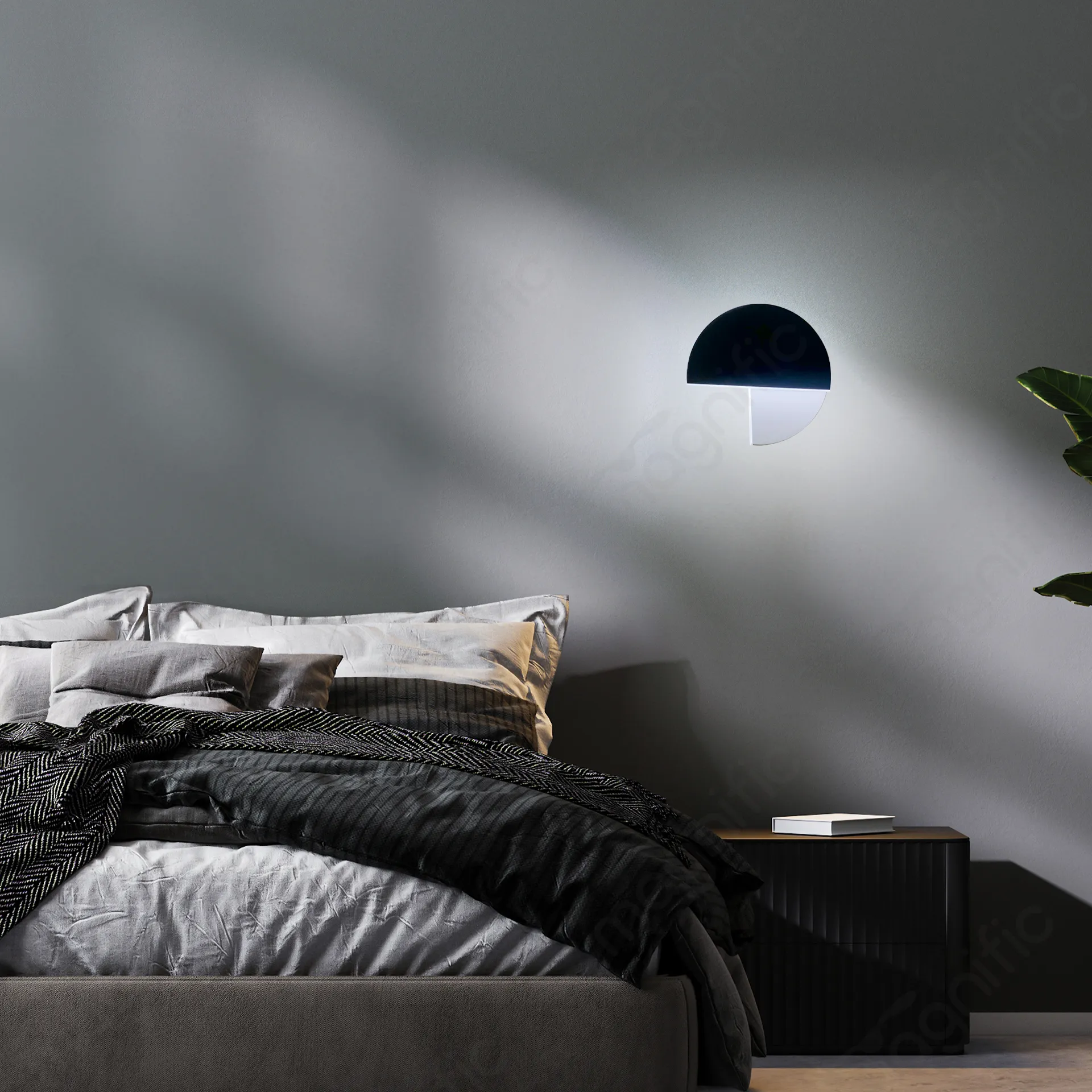 Magnific modern LED wall light in black & grey