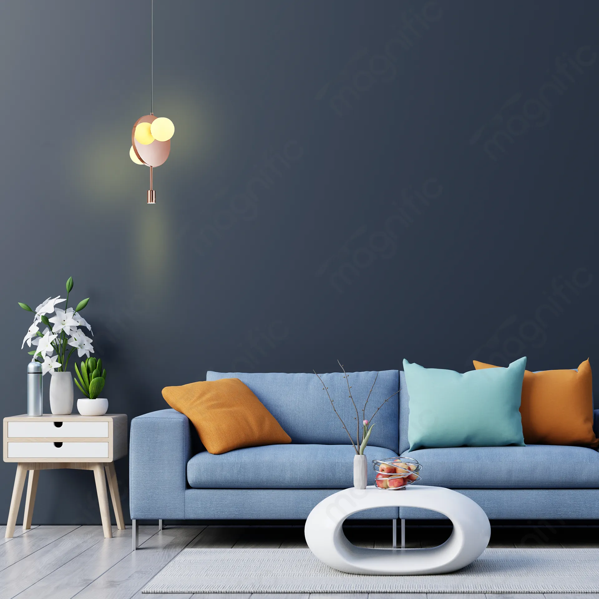 Magnific Rectangular Rose Gold Pendant Light