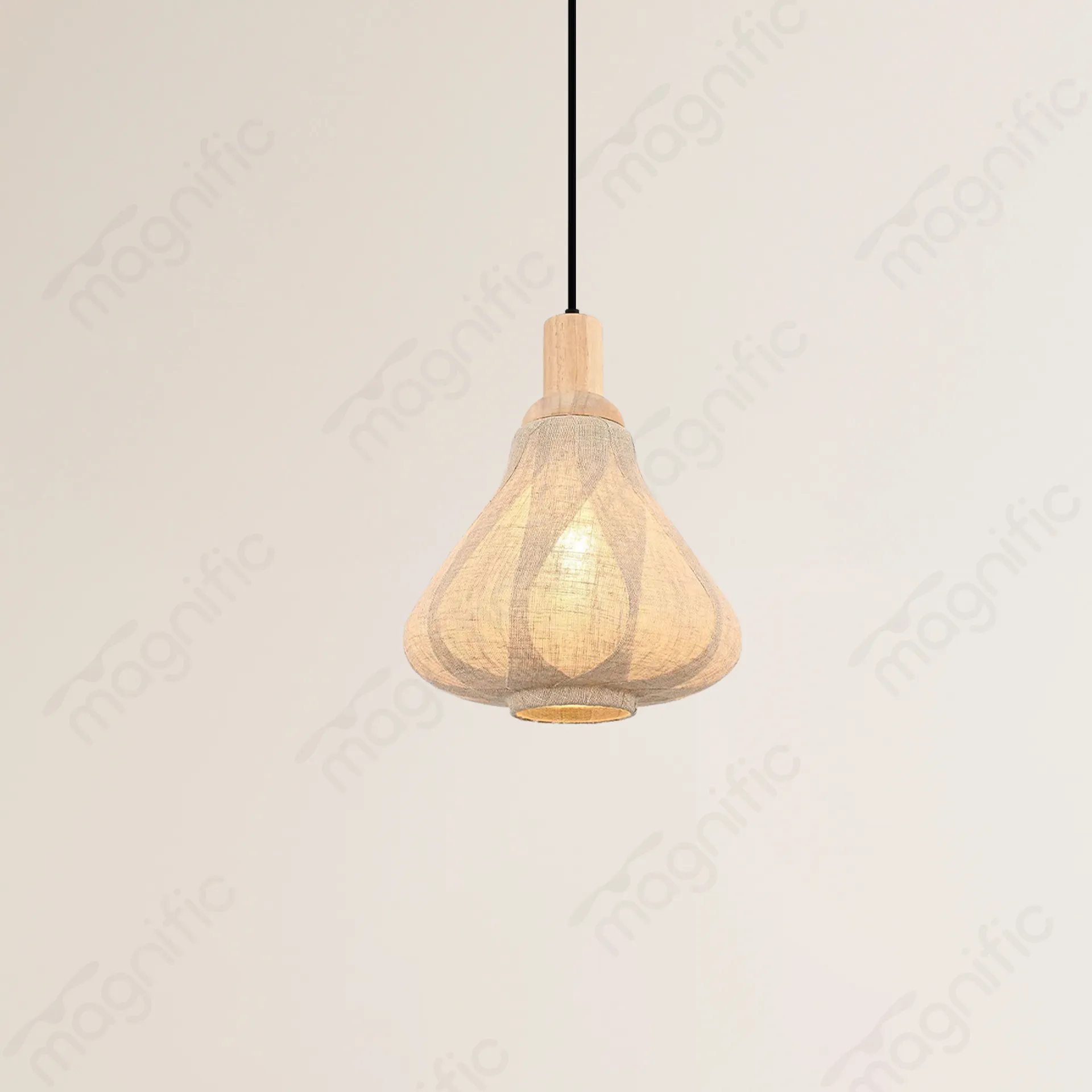 Magnific Wooden Jute Ceiling Light