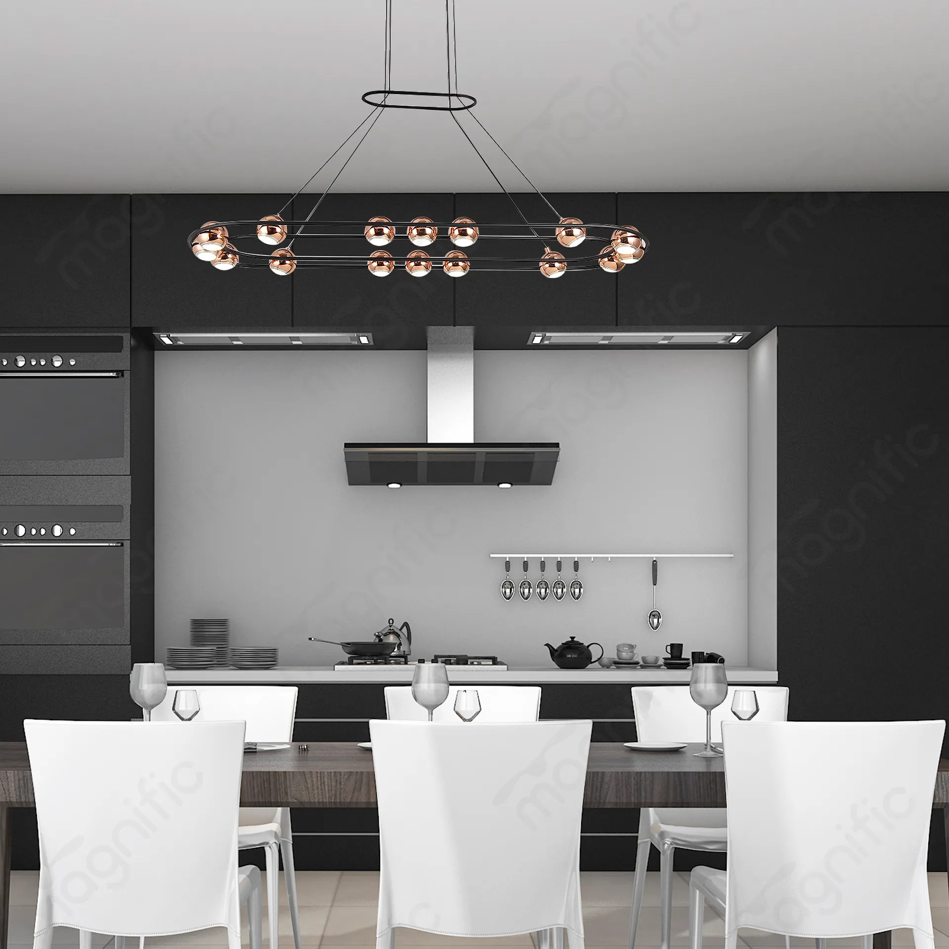 Magnific round Rose Gold Pendant Lights