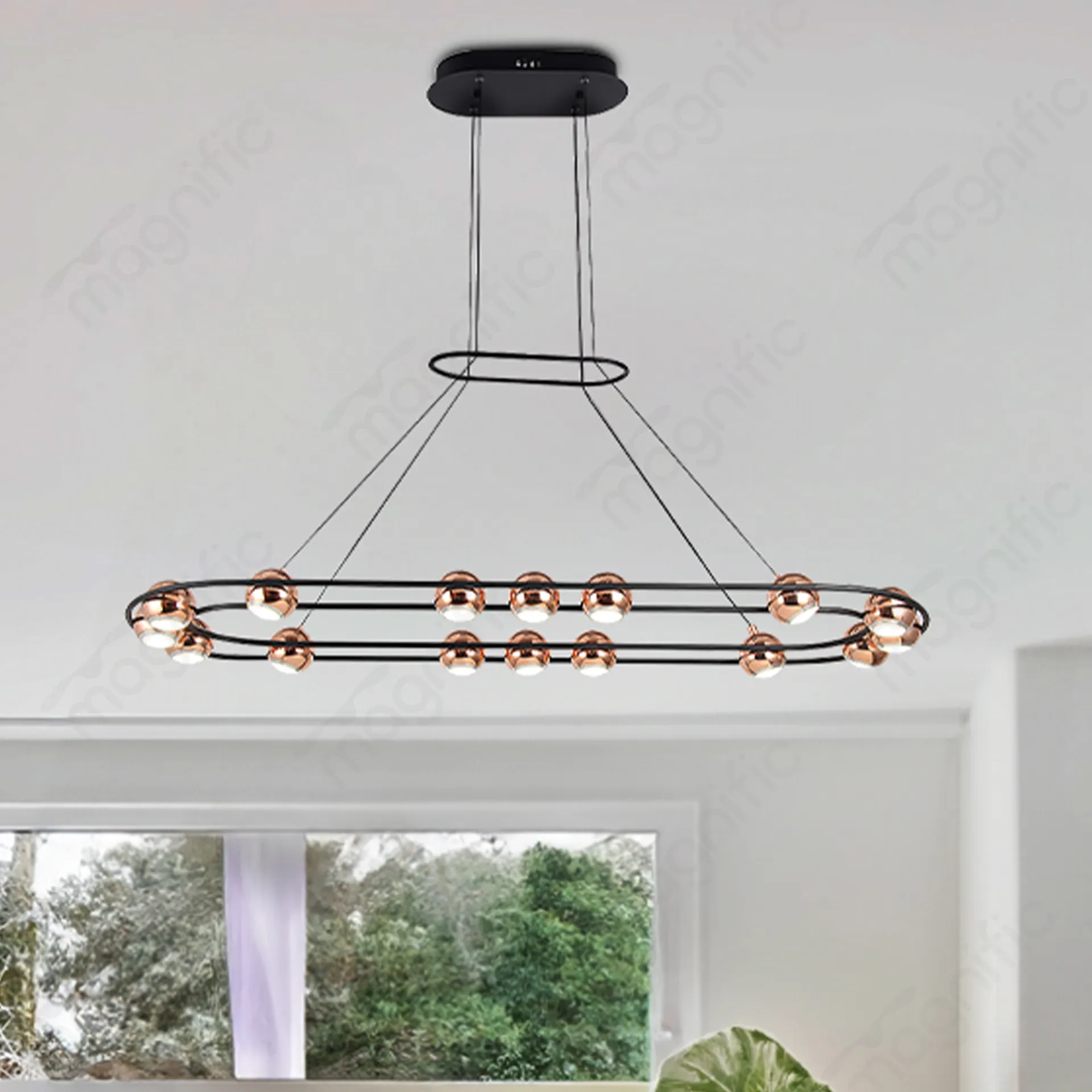 Magnific round Rose Gold Pendant Lights