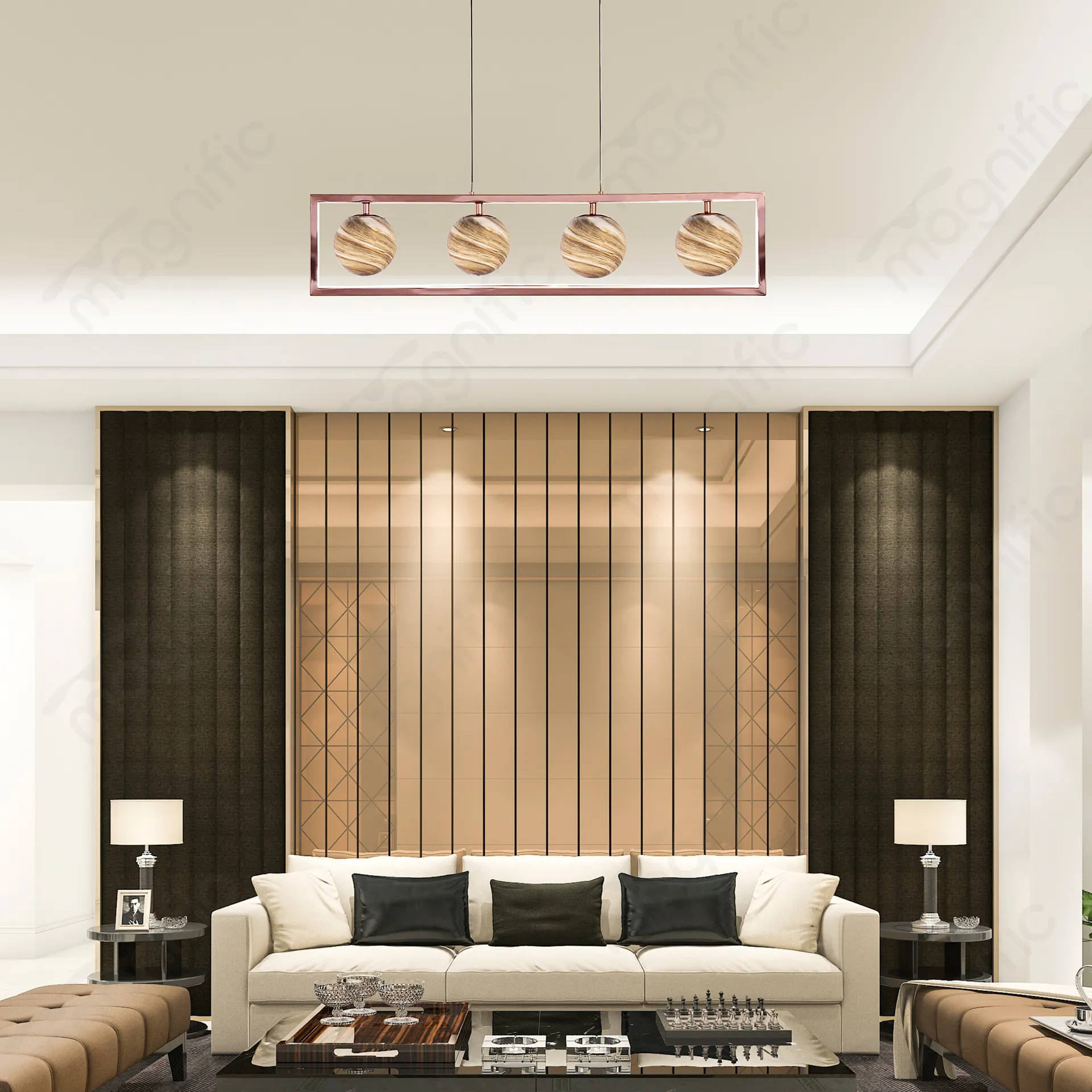 Magnific Alabaster Shades Hanging Light