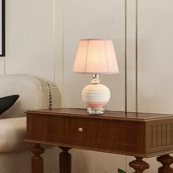 Soft Pink Shade Classic Stylish Bedside Table Lamp (MTL-020)