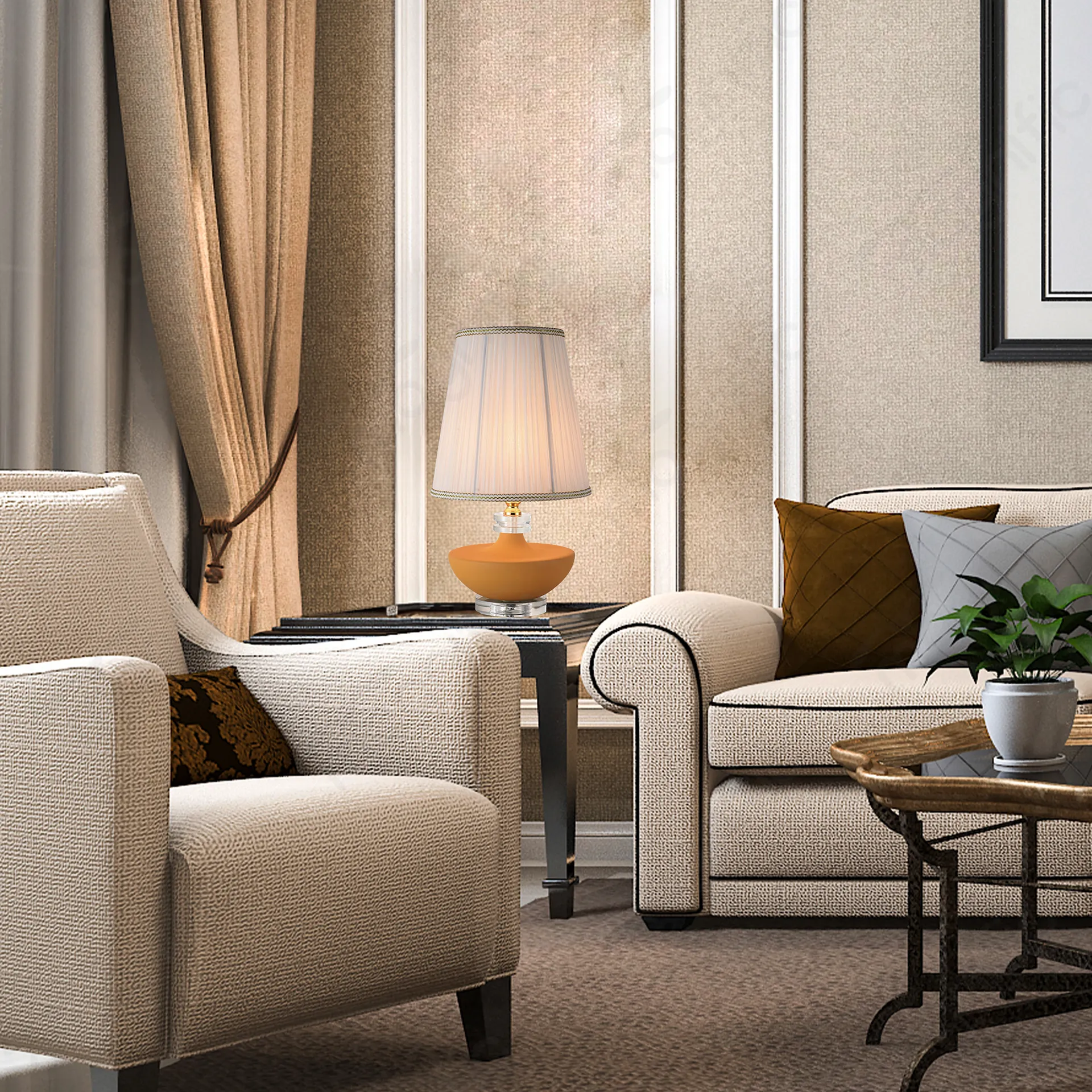 Magnific Dusty Yellow Ceramic Table Lamp