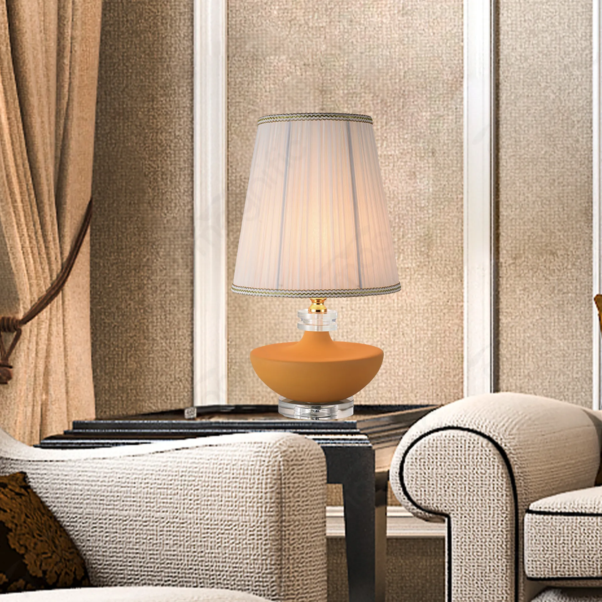 Magnific Dusty Yellow Ceramic Table Lamp