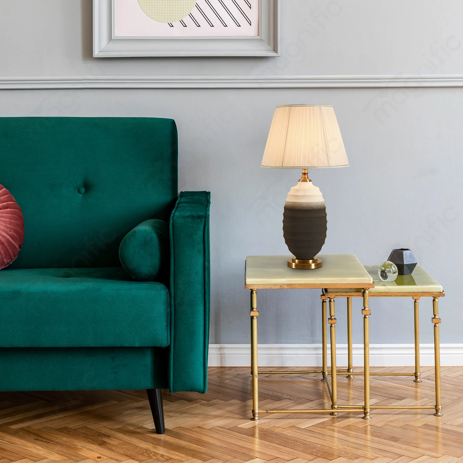 Magnific Elegant Beige and Brown Table Lamp