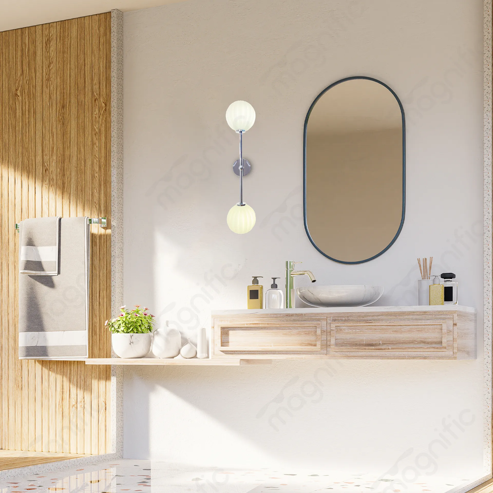 Magnific Chrome Finish with Glass Shade light