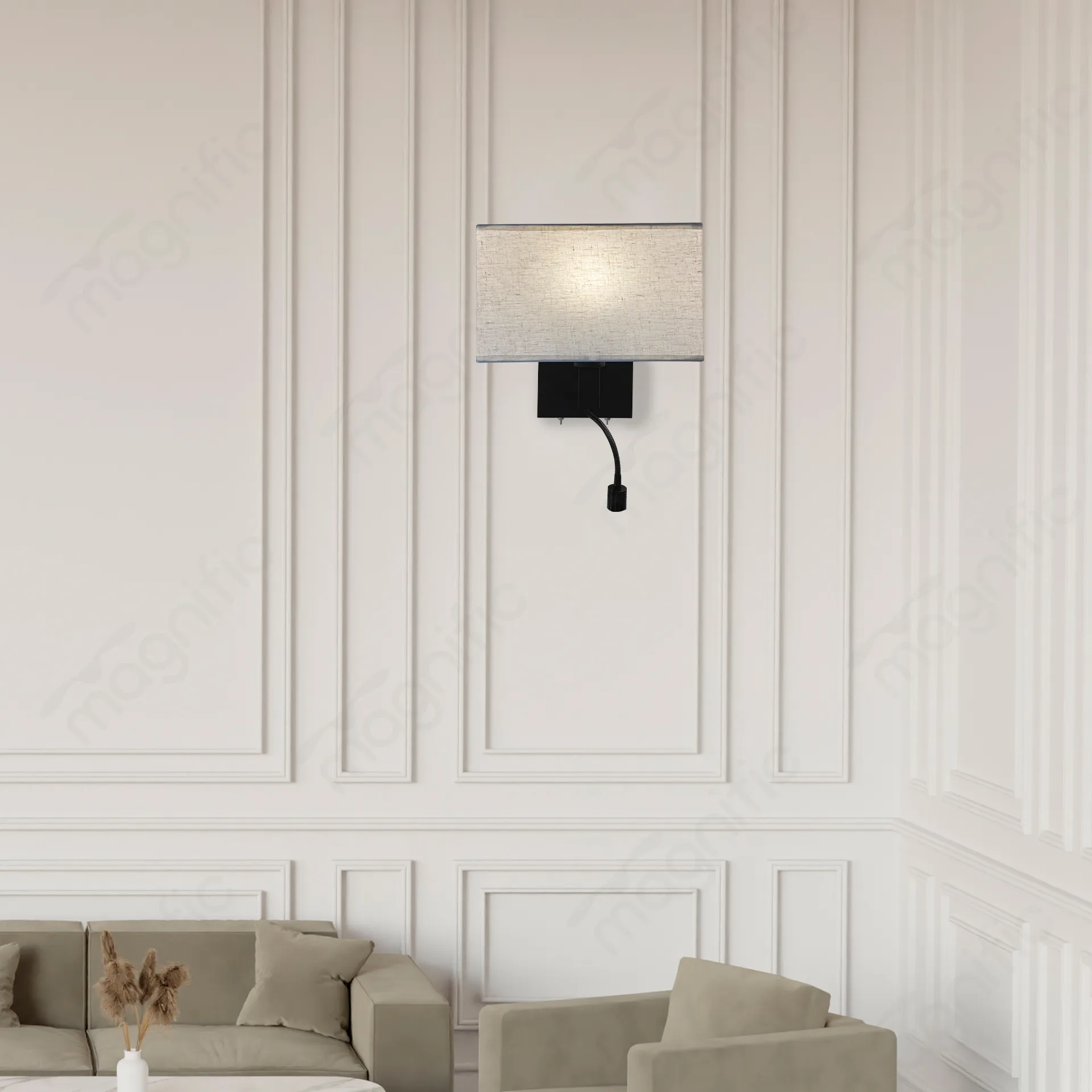 Magnific Fabric dual-light wall lamp