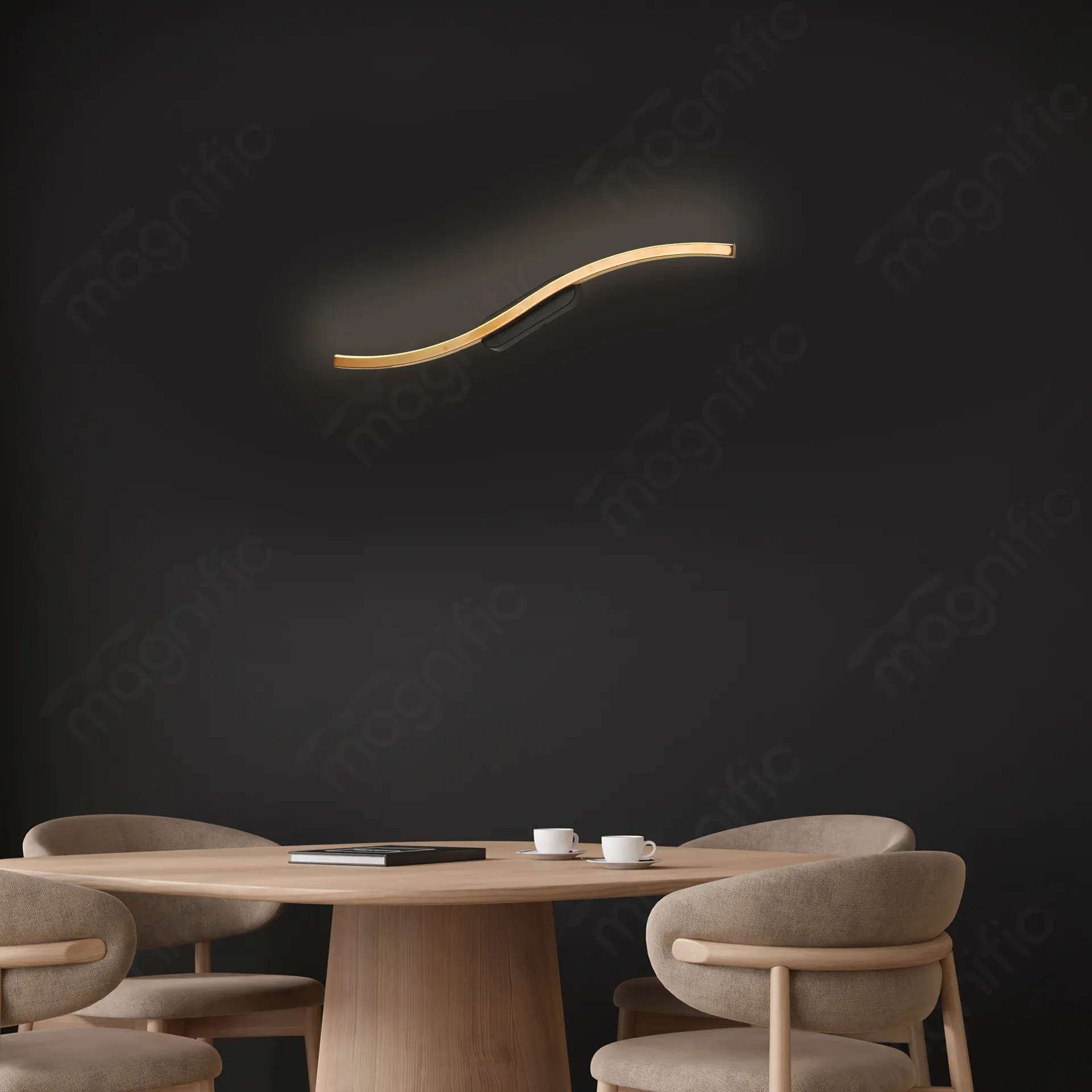 Magnific curved rose gold LED wall light