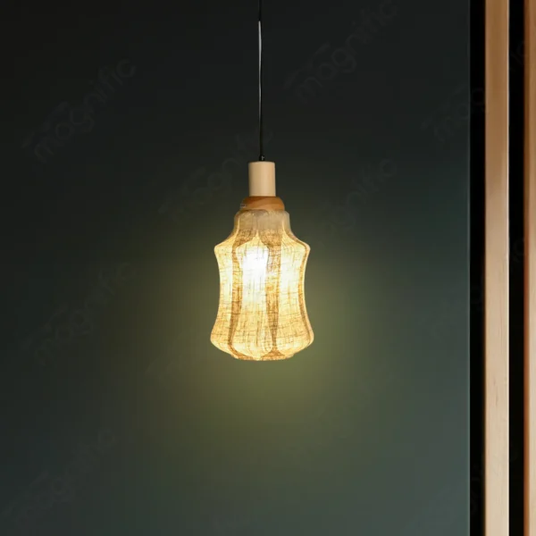 Magnific Natural Wood & Jute Hanging Light