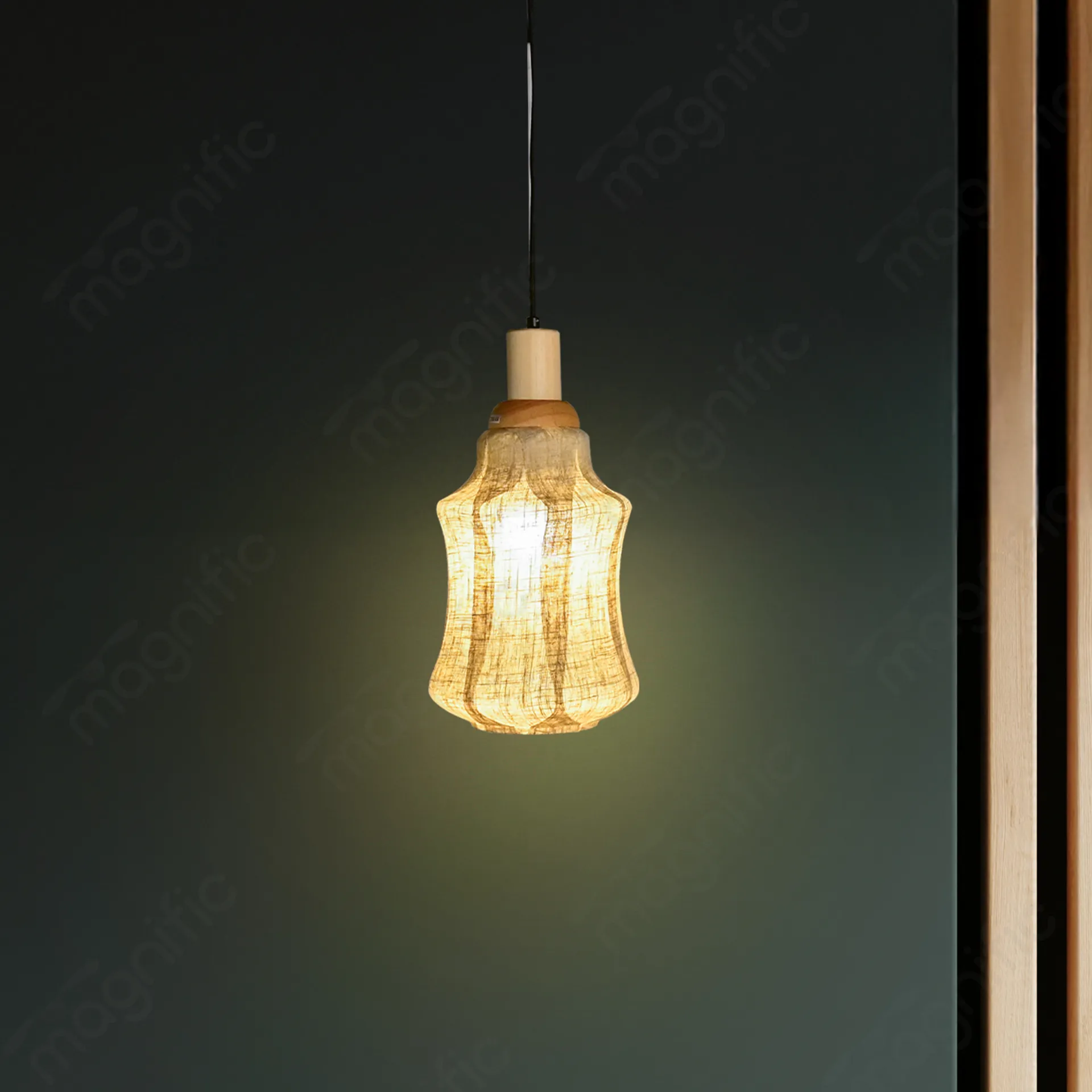 Magnific Natural Wood & Jute Hanging Light