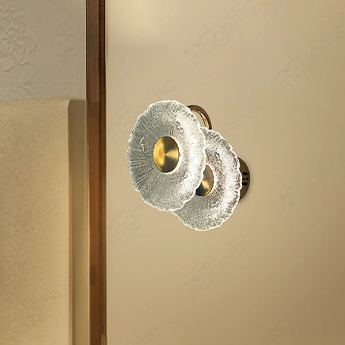 Magnific Modern Gold Glass Wall Lamp | Unique Dual Lighting
