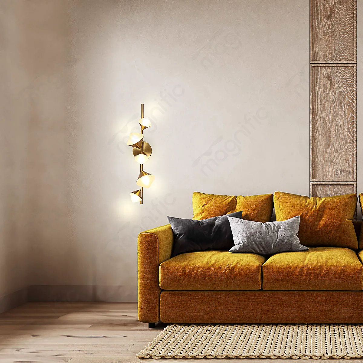 Magnific Modern Branching Wall Lamp | Antique Brass