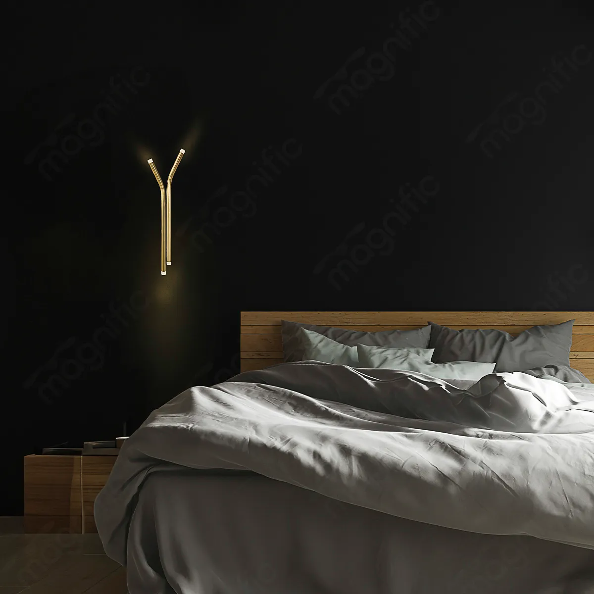 Magnific Modern Y-Shaped Brass LED Wall Light