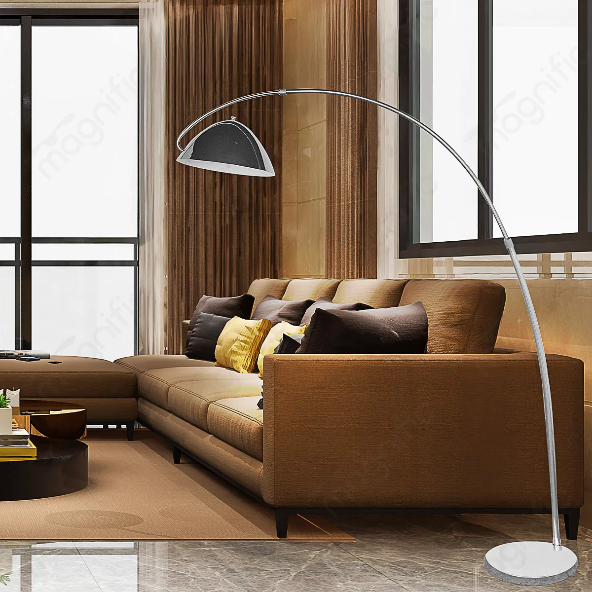 Magnific Elegant Chrome Overhanging Floor Lamp