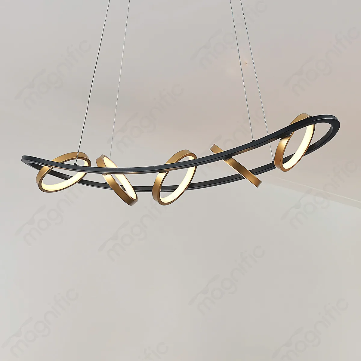 Magnific Luxury LED Black & Gold Designer Chandelier
