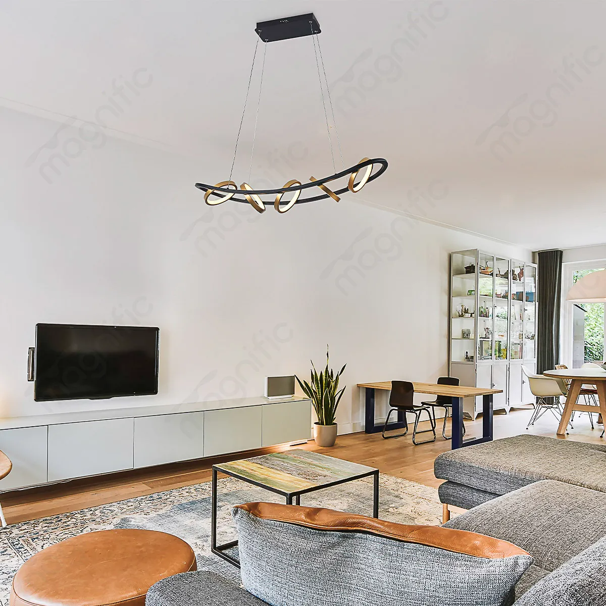 Magnific Luxury LED Black & Gold Designer Chandelier