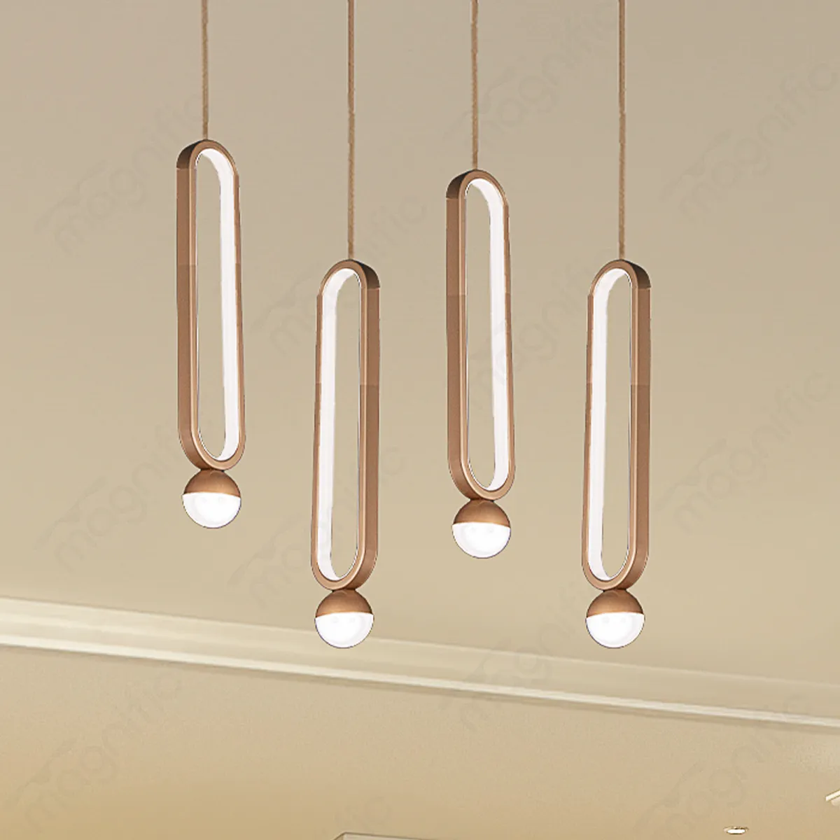 Magnific Sleek Champagne Gold Pendant light
