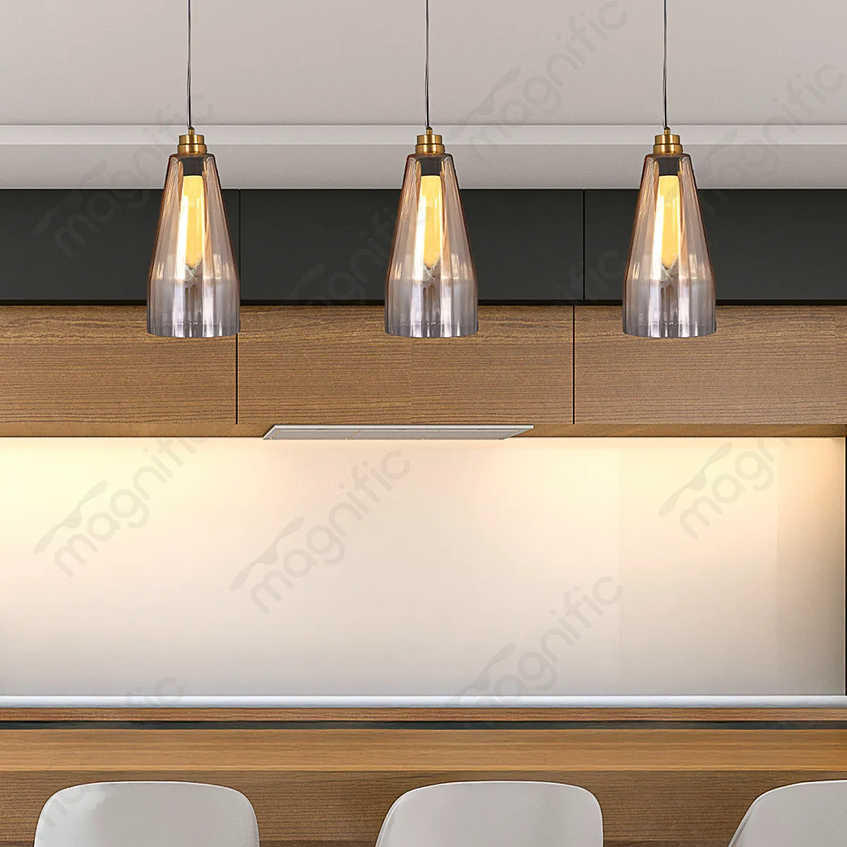 Magnific Sleek Amber Bronze Pendant for Dining Area