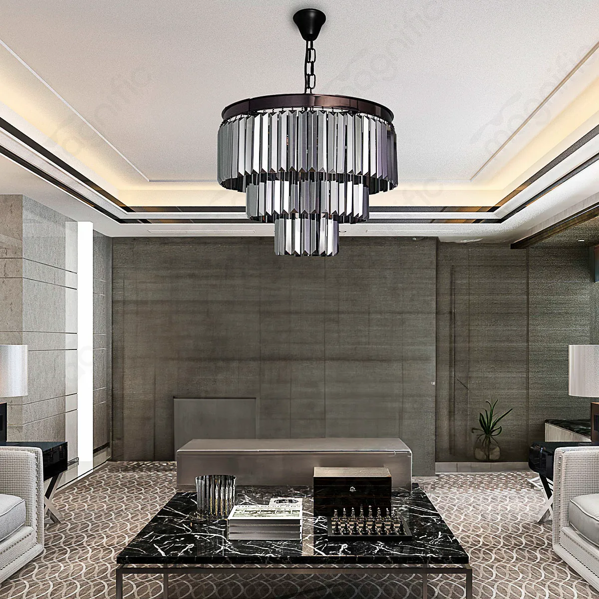 Magnific Crystal Chandelier with Smoke Finish