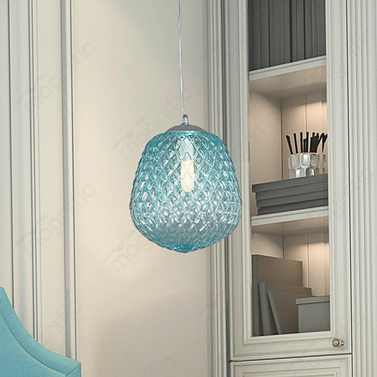 Magnific Elegant Blue Pendant Light for Bedroom Décor