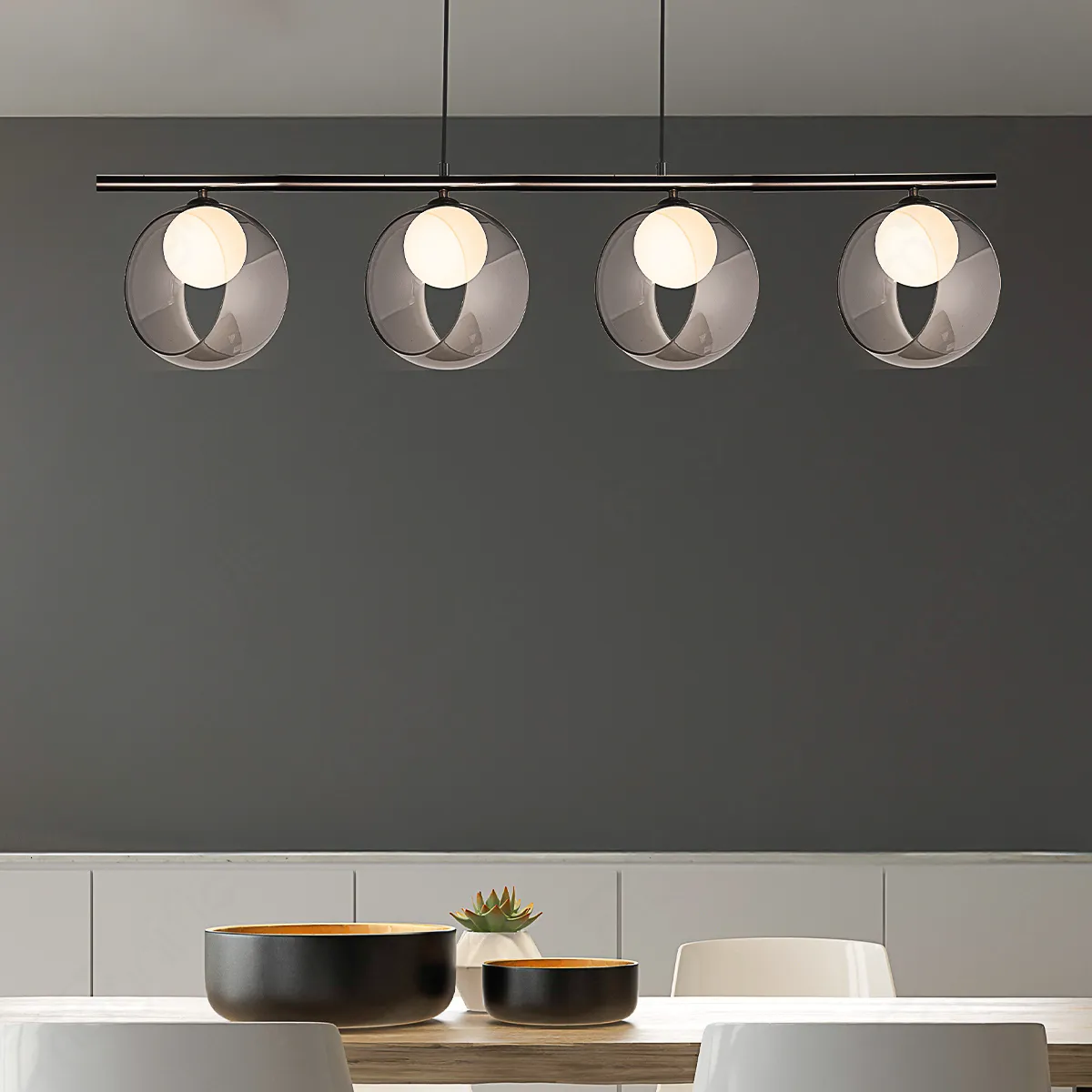 Magnific Glass Ball Bar Light in Smoke Finish