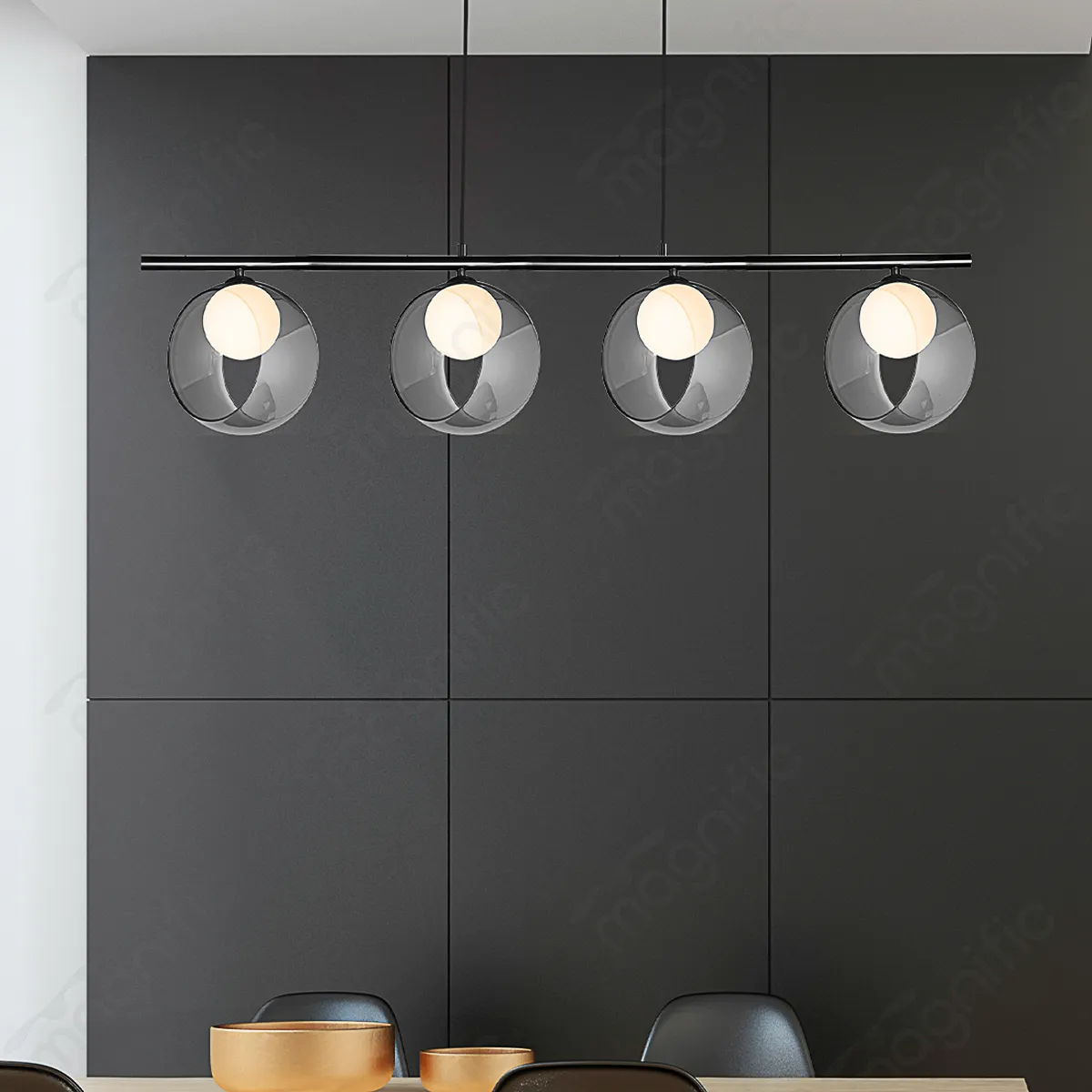 Magnific Glass Ball Bar Light in Smoke Finish