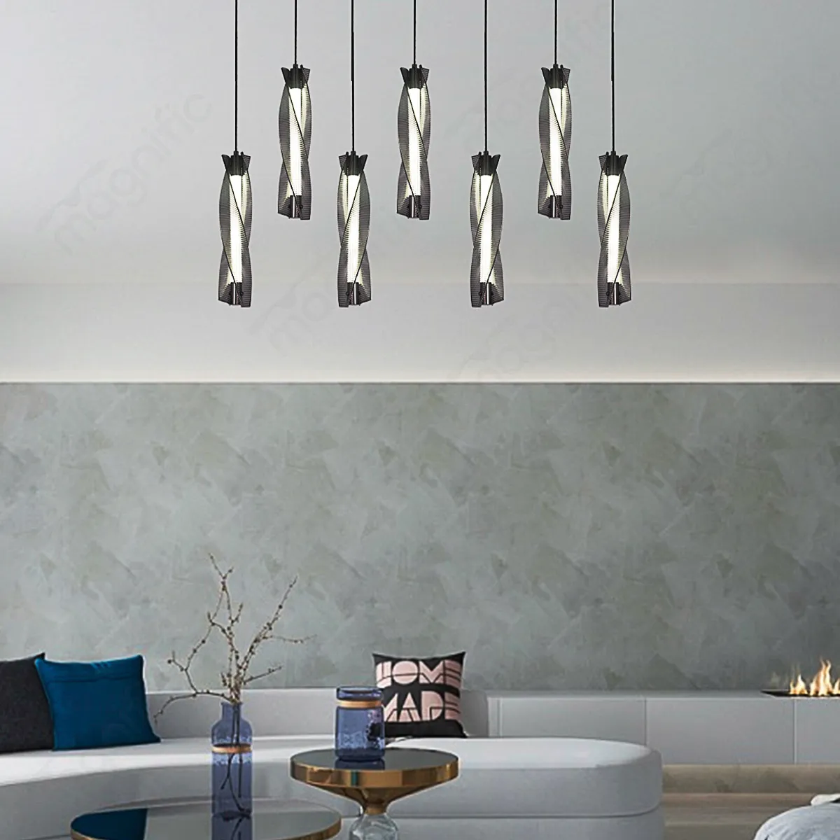 Magnific Sculptural Smoke Black LED Modular Light