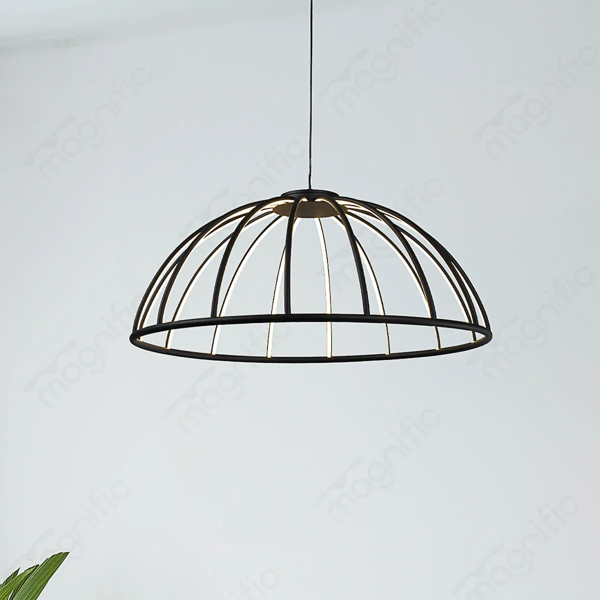 Magnific Modern Black Cage LED Hanging Light
