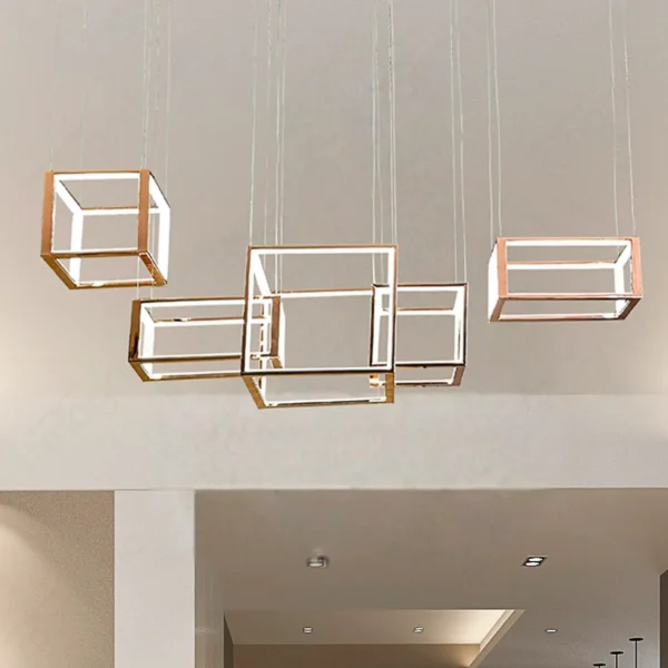 Magnific Modern Rose gold Cube Cluster LED Chandelier