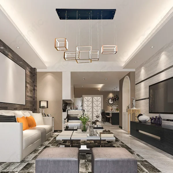 Magnific Modern Rose gold Cube Cluster LED Chandelier