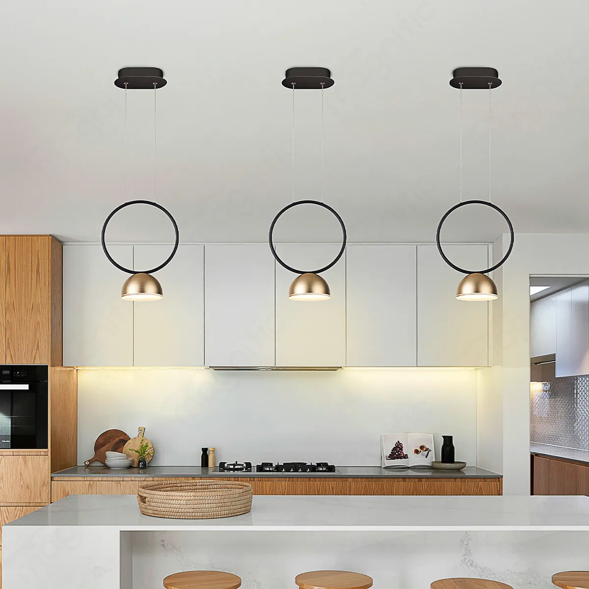 Magnific Contemporary Brass Accent LED Pendant