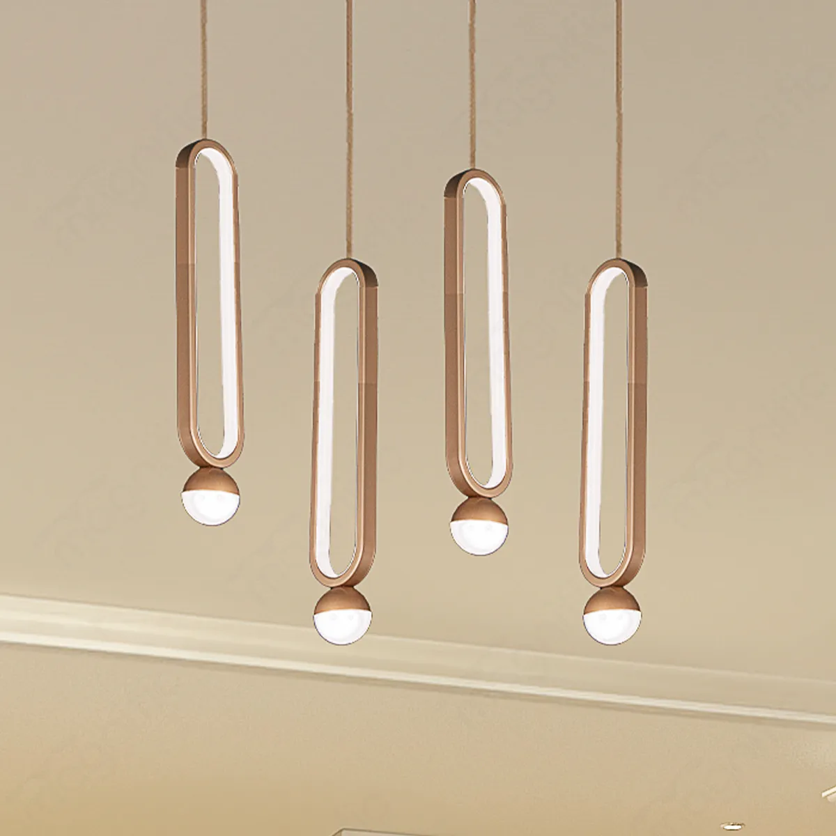 Modern Champagne Gold LED Pendant Light