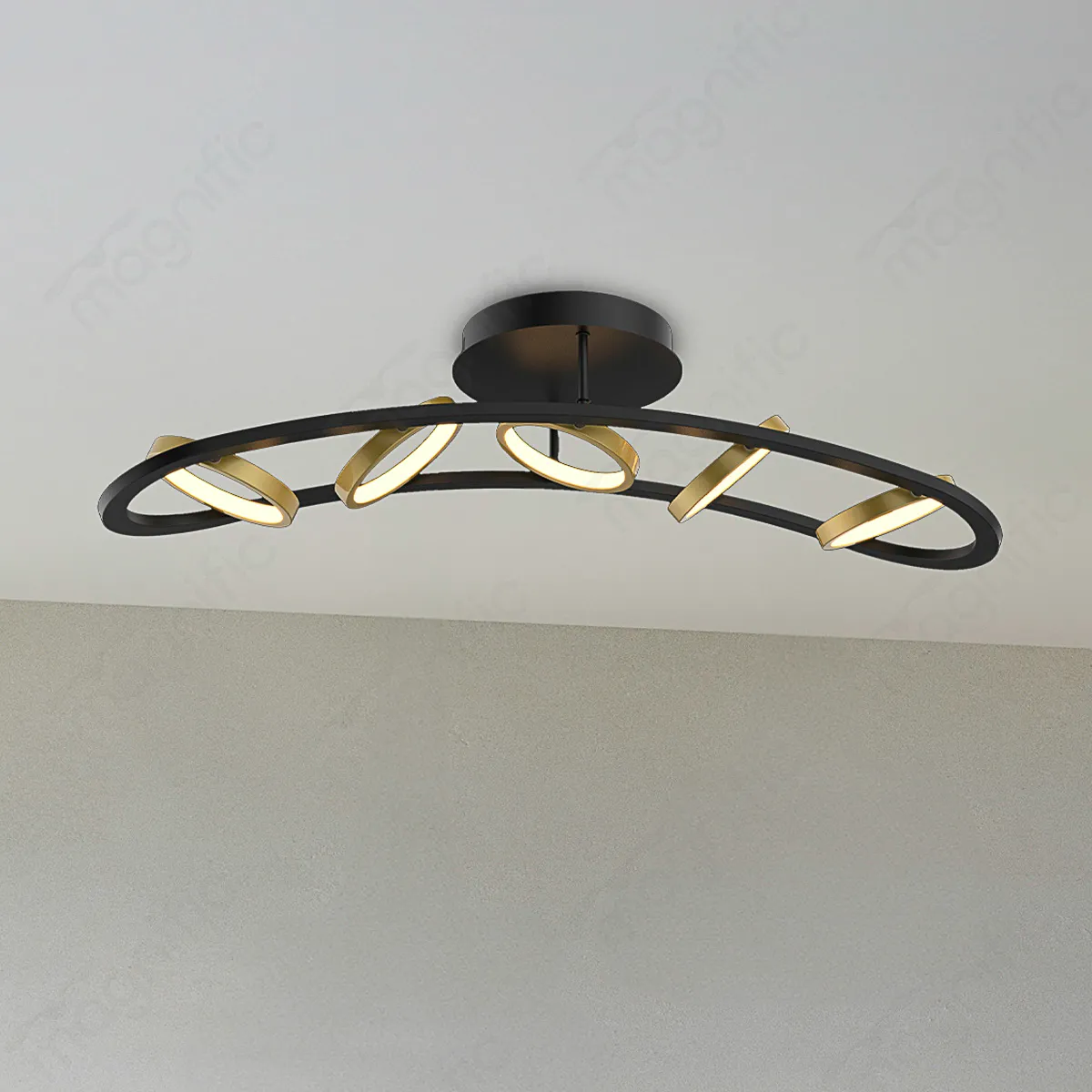Magnific Contemporary Black Flush Mount