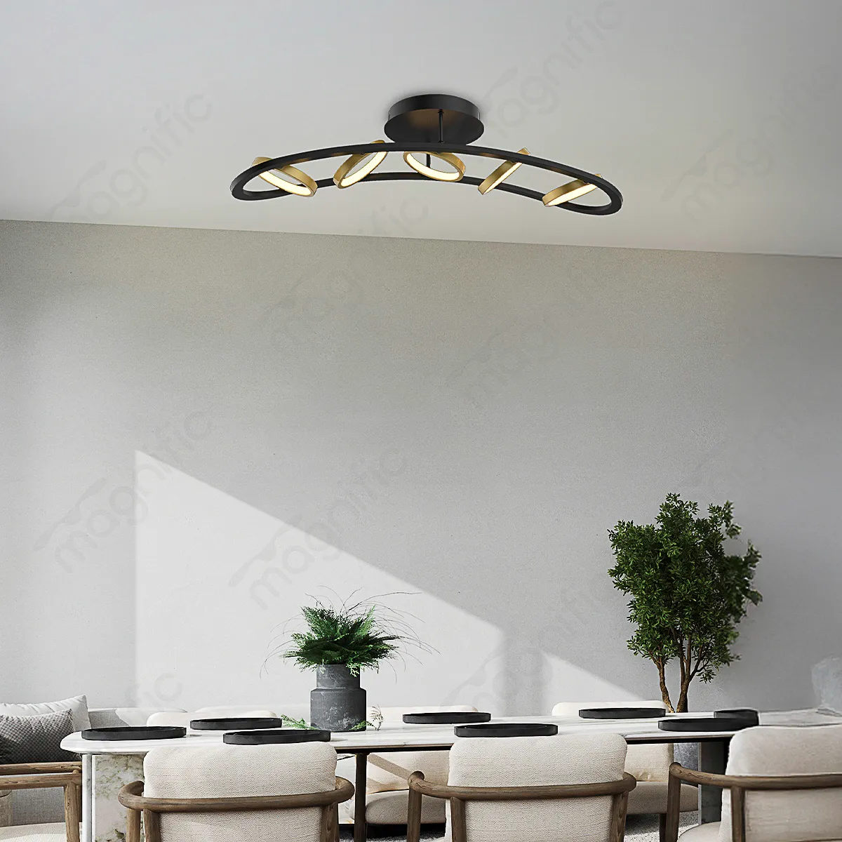 Magnific Contemporary Black Flush Mount