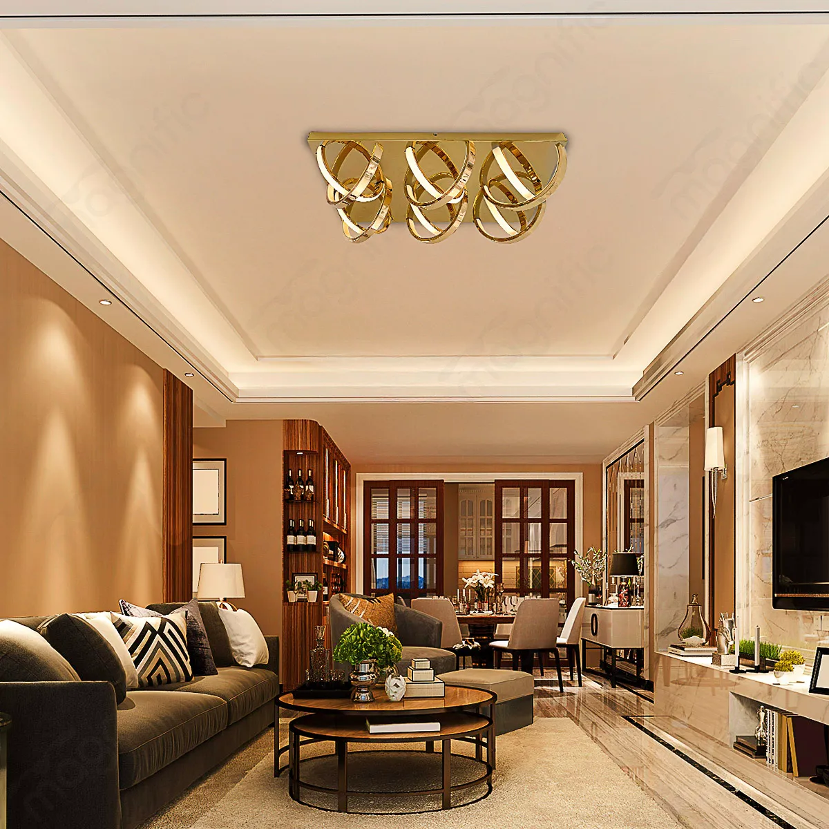 Magnific Modern LED Ceiling Light French Gold