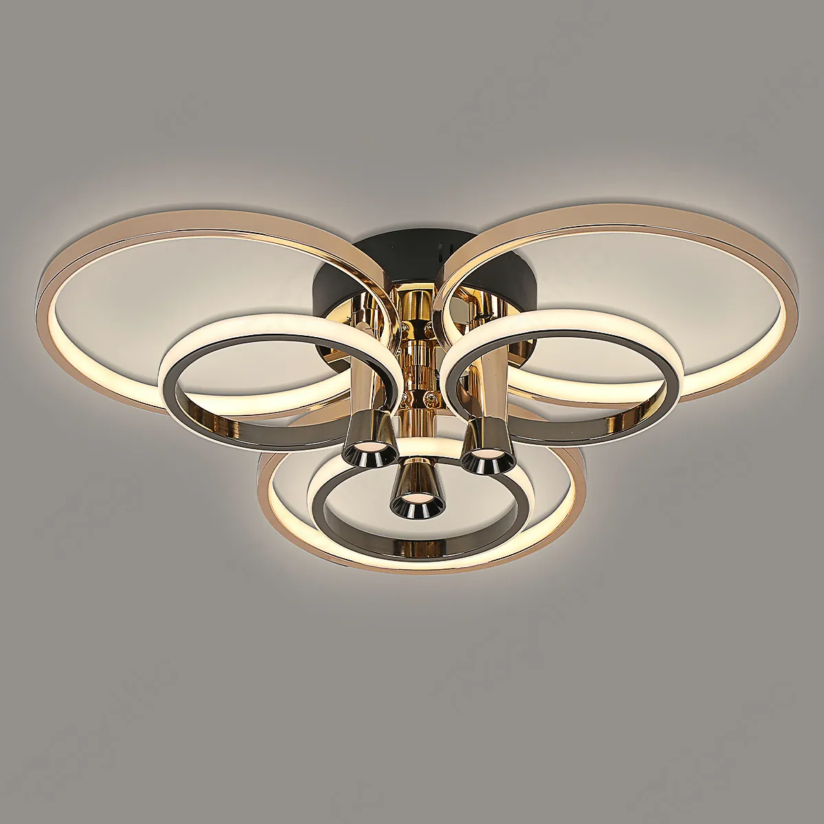 Magnific Abstract LED Ceiling Light Gold Rings
