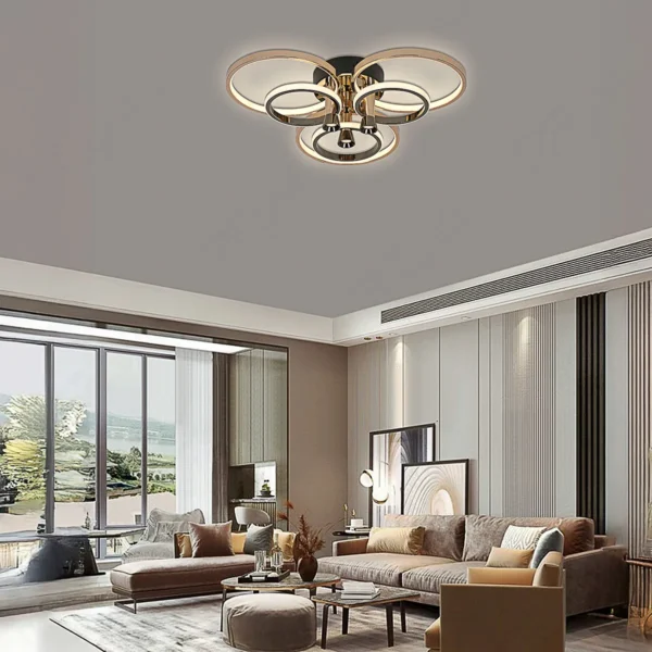 Magnific Abstract LED Ceiling Light Gold Rings