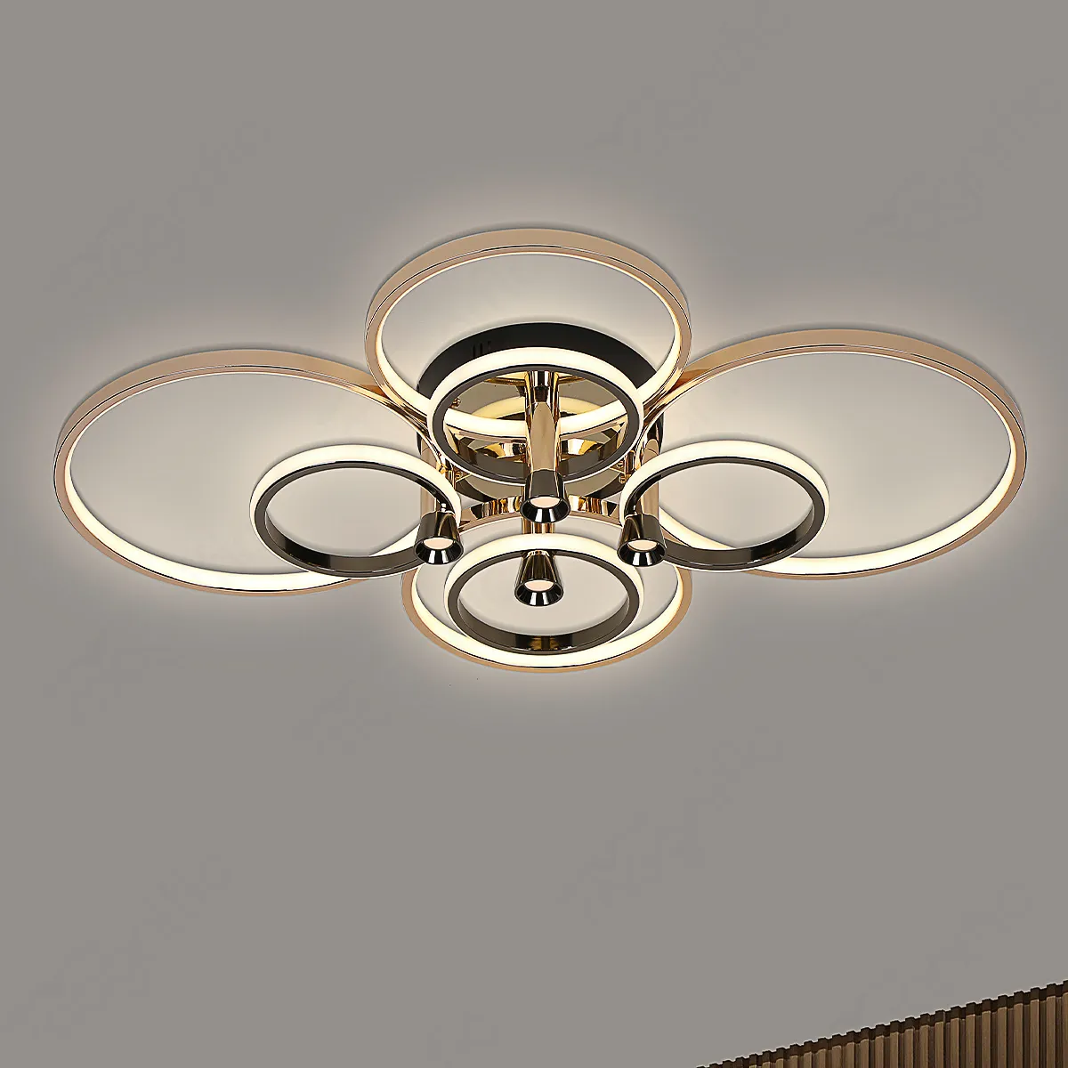 Magnific Modern Gold & Gunmetal LED Ceiling Light