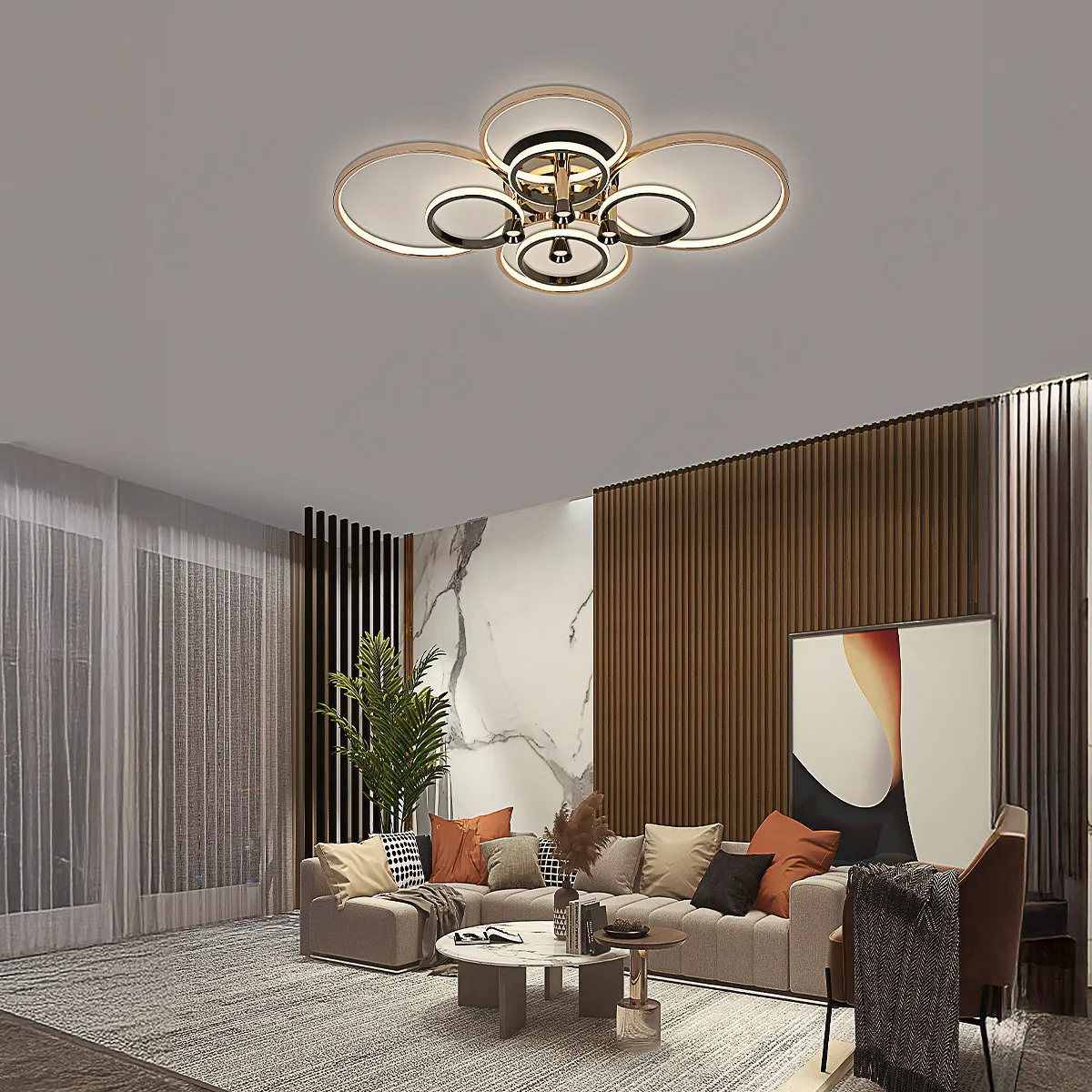 Magnific Modern Gold & Gunmetal LED Ceiling Light