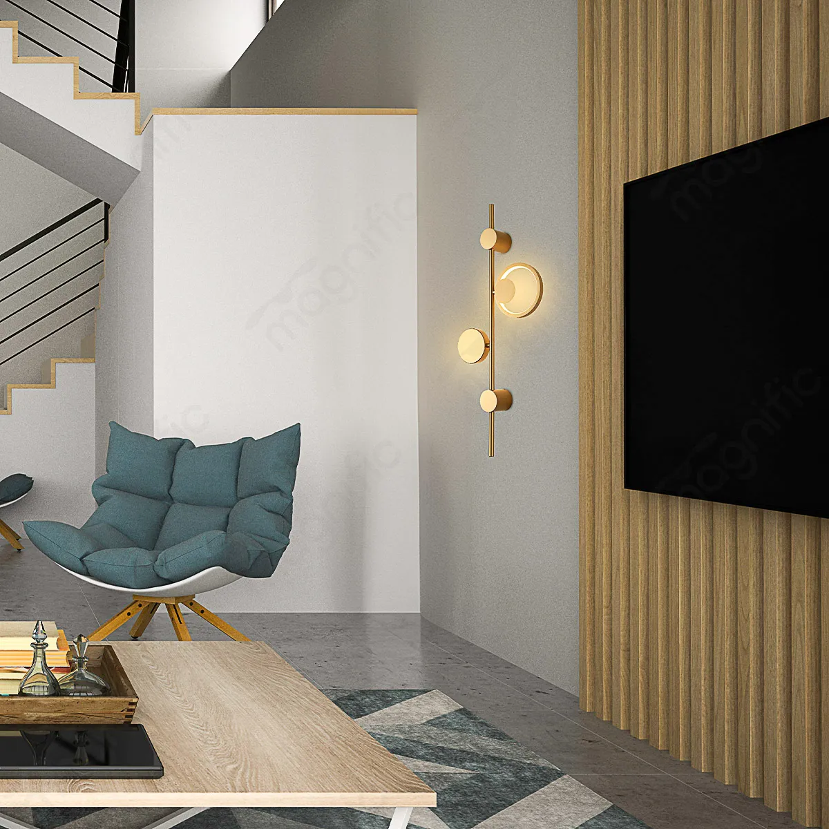 Magnific Modern Gold Vertical LED Wall Light