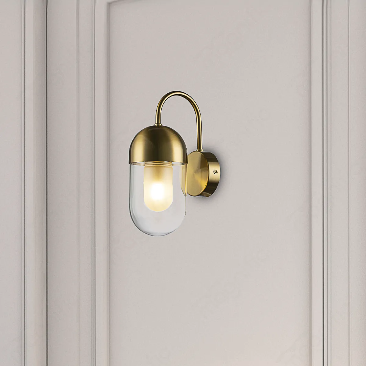 Magnific Modern Gold Double Amber Glass Wall Light