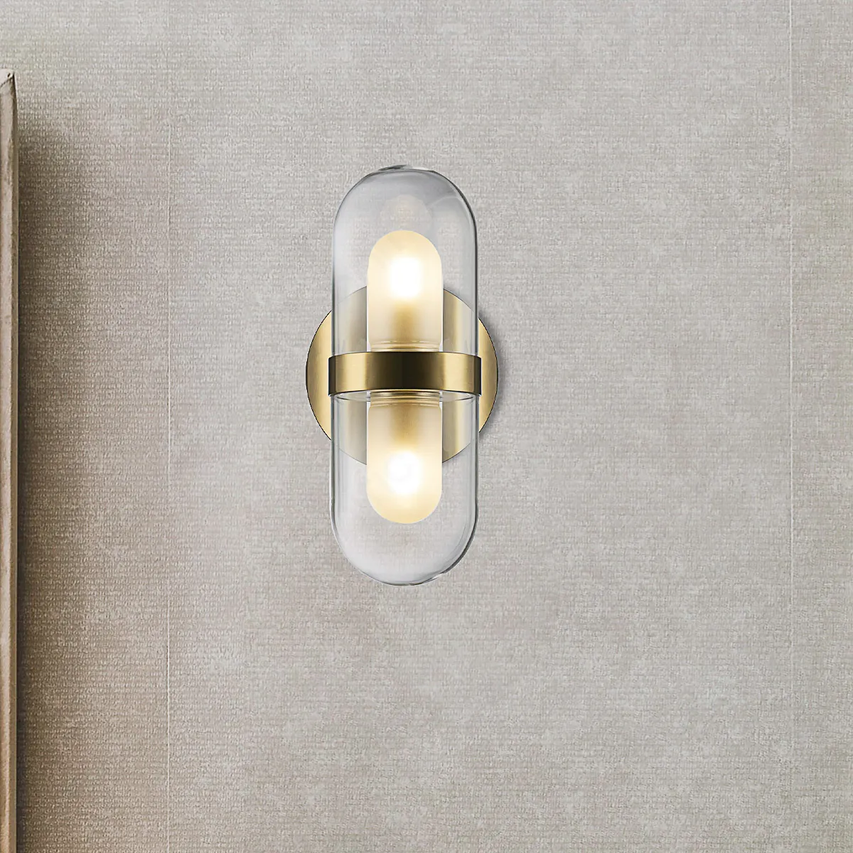 Magnific Gold Double Amber Glass Wall Light