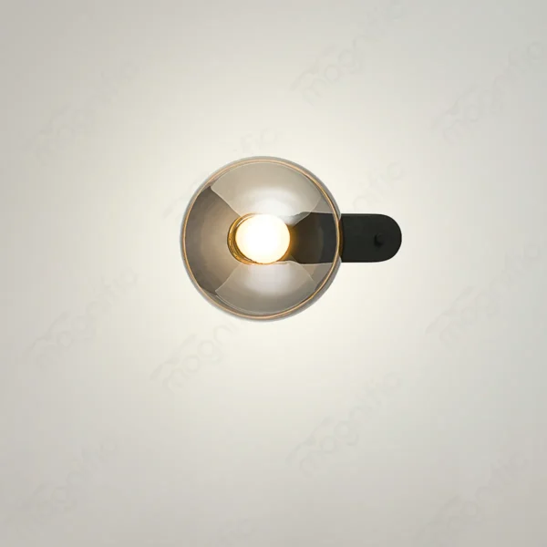 Magnific Unique Round Smoke Glass Wall Light