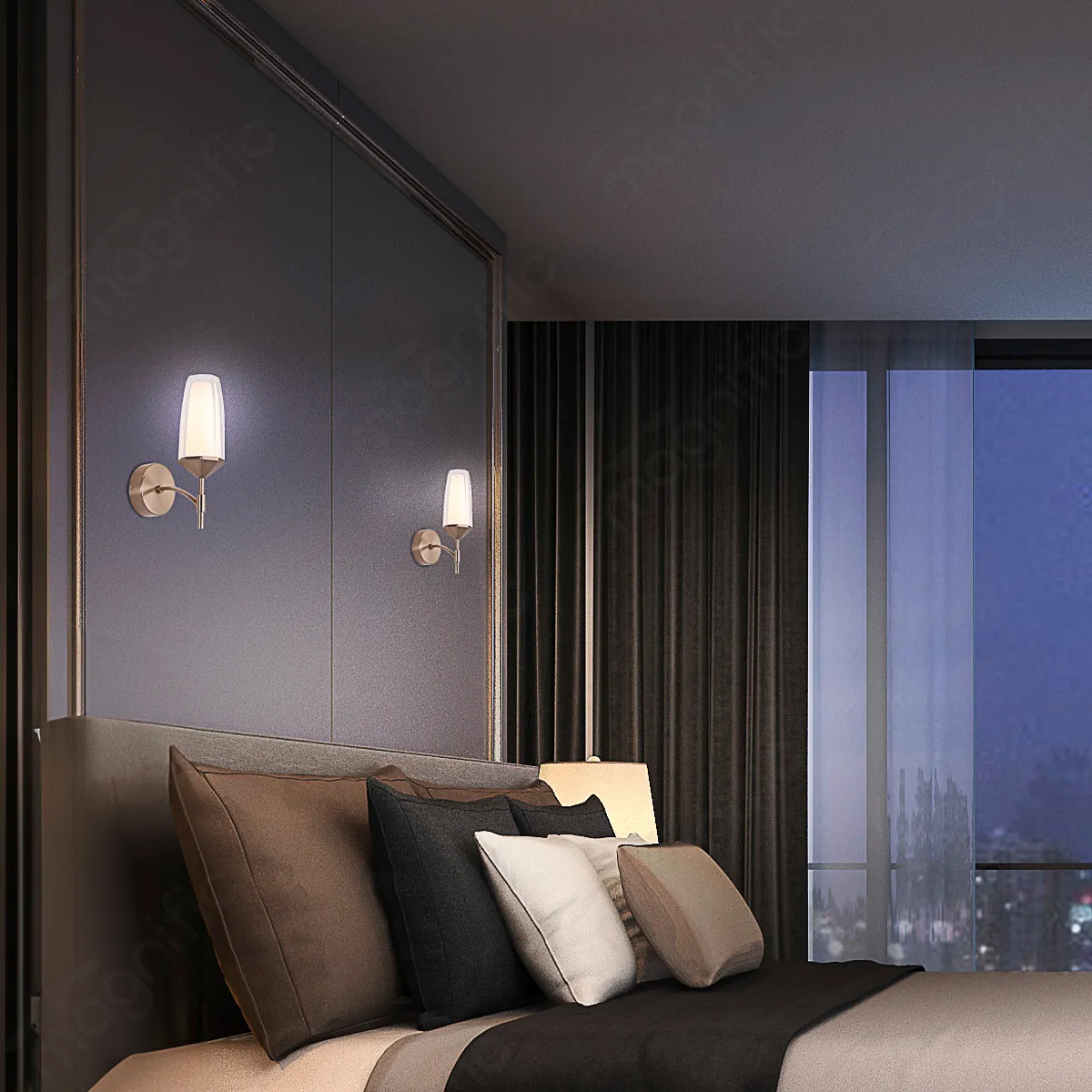 Magnific Elegant Sand Gold Bedside Wall Lamp